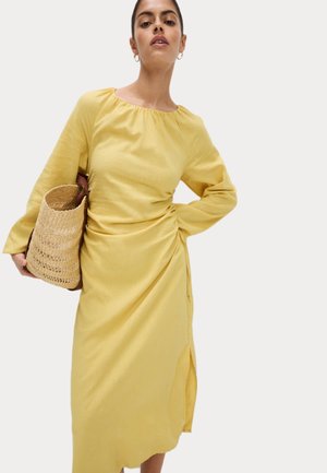 LINEN SIDE DETAIL MIDI - Hverdagskjole - gold