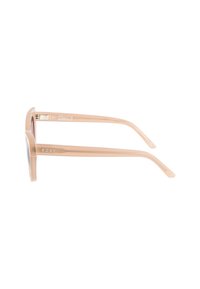 Gafas de sol Roxy con un marco de plástico rosa claro, lentes rectangulares y patillas delgadas con detalle de logo grabado.