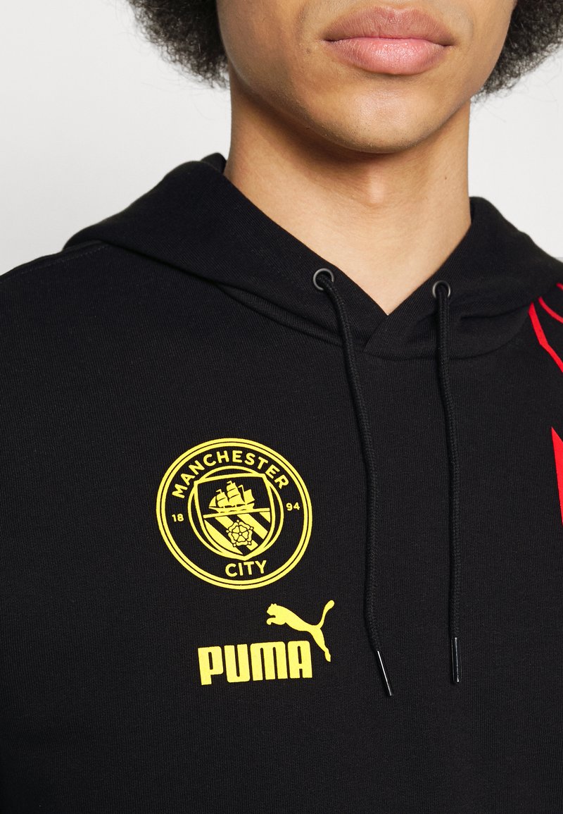 Puma MANCHESTER CITY FTBLCULTURE HOODY - Sweatshirt - black/tango red/noir  - ZALANDO.FR