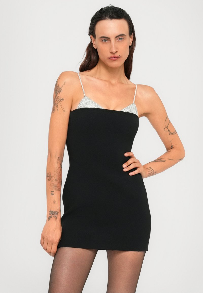 David Koma TRIANGLE CRYSTAL STRAP DETAIL MINI DRESS - Cocktail dress /  Party dress - black/silver coloured/black - Zalando.co.uk