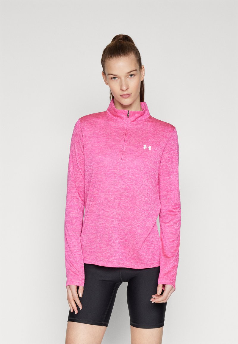 Under Armour - TECH 1/2 ZIP TWIST - Bluză cu mânecă lungă - rebel pink/white, Extindeți