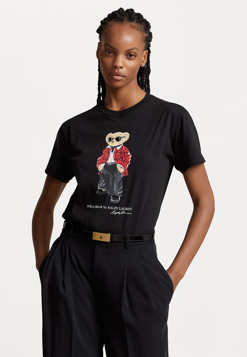 Ralph Lauren Polo Bear short sleeve printed T-shirt, made in USA, men's size S cotton black type Vintage Second Hand