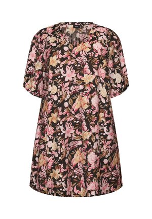 Zizzi, KURZES A-LINIEN-KLEID MIT V-AUSSCHNITT - Φόρεμα ημέρας - rot