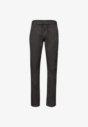 Schwarze Herren-Freizeithosen mit Kordelzugbund, Seitentaschen und geraden Beinen.