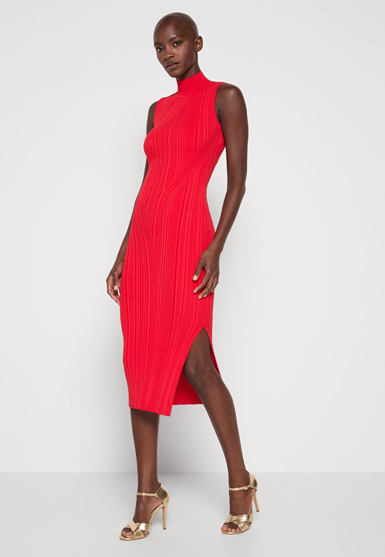 Hervé Léger Gebreide jurk lichtrood