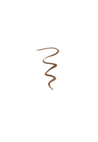 Brauner Eyeliner-Stiftstrich in Wellenform, mit glatter Textur auf weißem Hintergrund.