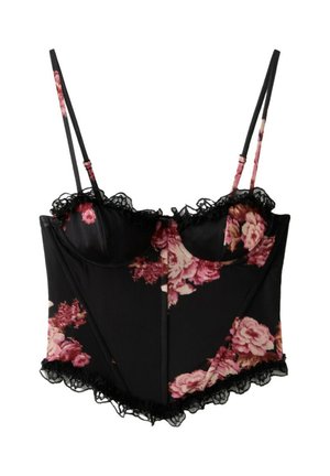 Stradivarius, FITTED FLORAL PRINT CROPPED TOP - Top - red