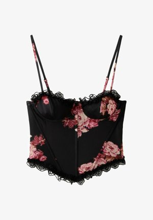 Stradivarius, FITTED FLORAL PRINT CROPPED TOP - Top - red