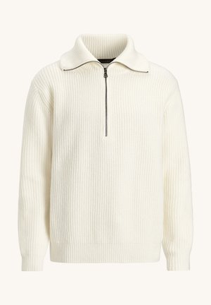Oscar Jacobson MAURITZ HALF ZIP - Stickad tröja - white shell
