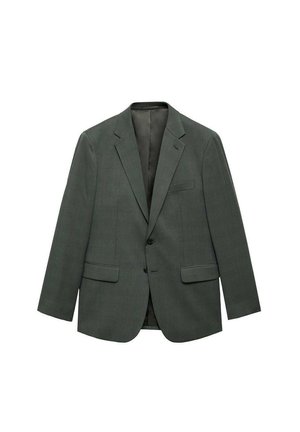 Dunkelgrüner karierten Blazer mit Reverskragen, zwei vorderen Taschen, Knopfverschluss und glattem Innenfutter. Taillierte Passform.