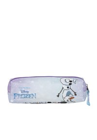 Astuccio con un design blu chiaro e viola che presenta Olaf di Frozen, chiusura con zip e un’etichetta. Realizzato in tessuto con una texture liscia.