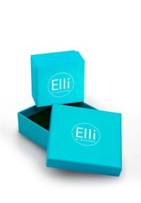 Turkist papæske med hvidt logo, der har et aftageligt låg. Inderholdet er foret med mørkegrøn, hvilket fremhæver boksens slanke design.