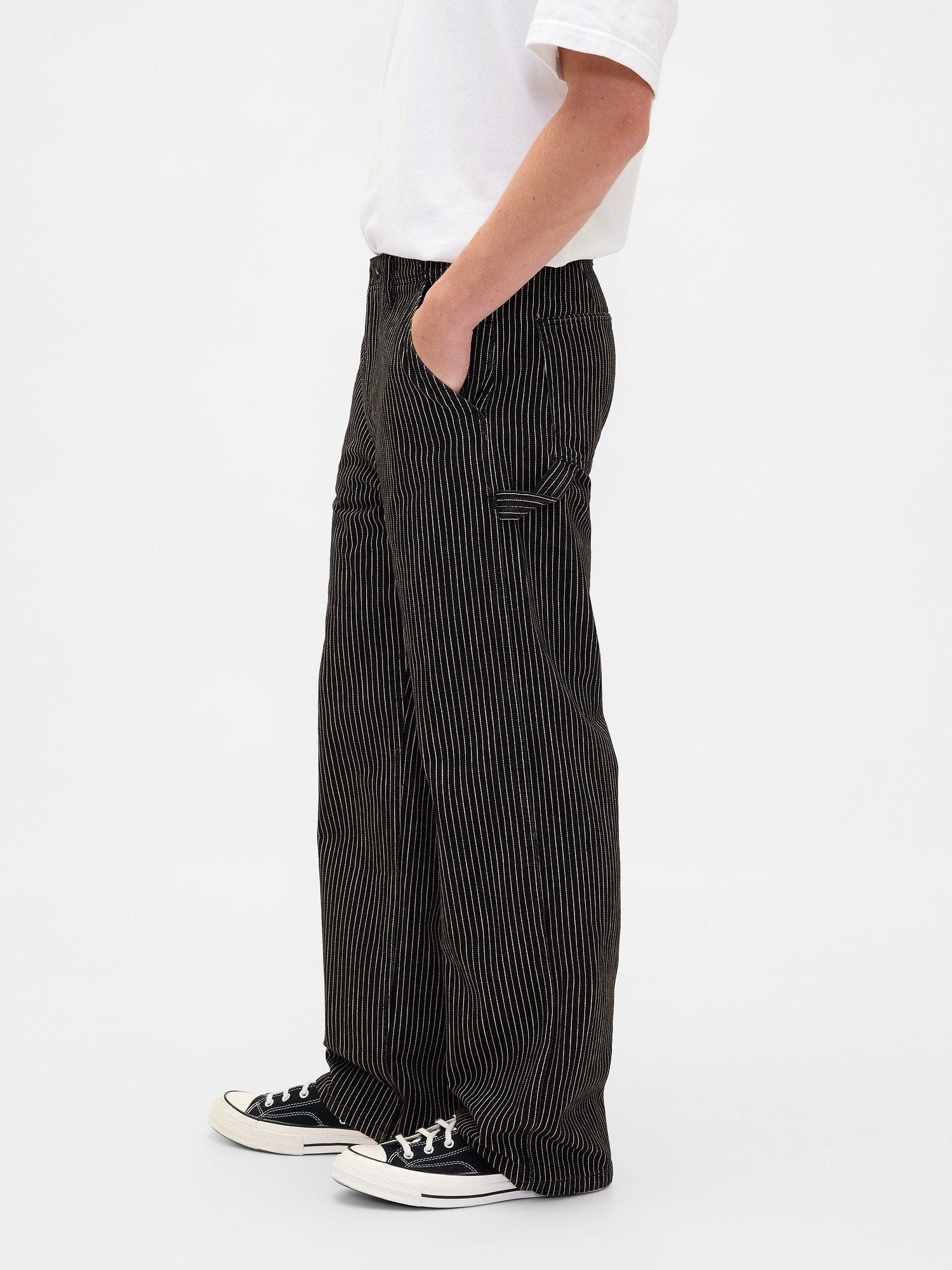 GAP PINSTRIPE - Trousers - Black/black - Zalando