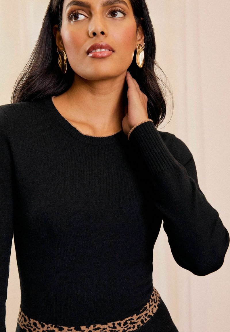 chinese dress ladies Tease Factor Black Sequin Sleeve Knitted Jumper Dress main image 1