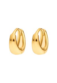 Boucles d'oreilles en or avec un design lisse et courbé. Elles présentent une finition polie et un fermoir sécurisé pour un port facile.