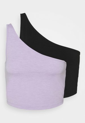 PCBIBBI ONESHOULDER CROP 2 PACK - Top - black/orchid bloom
