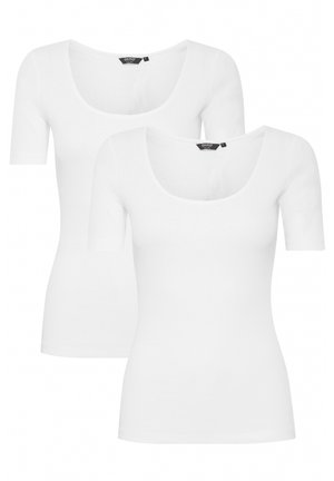Witte, korte mouwen scoop-neck t-shirts, gemaakt van een zachte katoenmix, met een getailleerd ontwerp en een gladde textuur. Twee shirts inbegrepen.