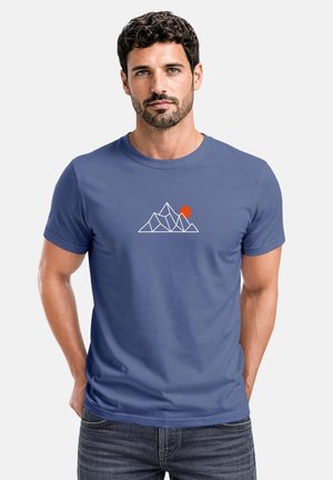 Neverless, HERREN T-SHIRT FRONTPRINT - OUTDOOR DESIGN BERG POLYGON - - T-Shirt print - denim blue
