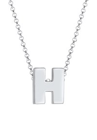 Collier en argent avec un pendentif en forme de grande lettre « H » sur une chaîne délicate à maillons ronds. Fini lisse et poli.