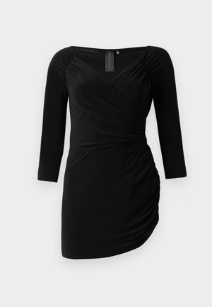 OFF SHOULDER SWEETHEART SIDE DRAPE PICKLEBALL DRESS - Koktel haljina / svečana haljina - black