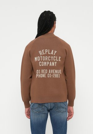 MOTO FLOCK ZIP JACKET - Chaqueta de punto - tobacco
