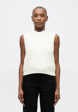TEXTURED ARGYLE VEST - Pulóver - parchment white