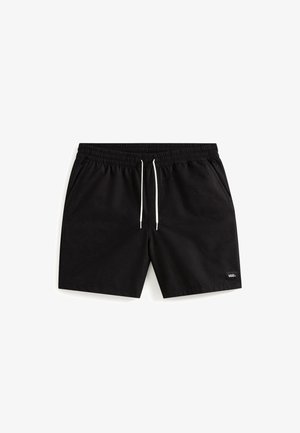 Sorte svøm shorts med elastisk talje, hvide snørre og lille Vans-logo på kanten. Glat tekstur og knælangt design.