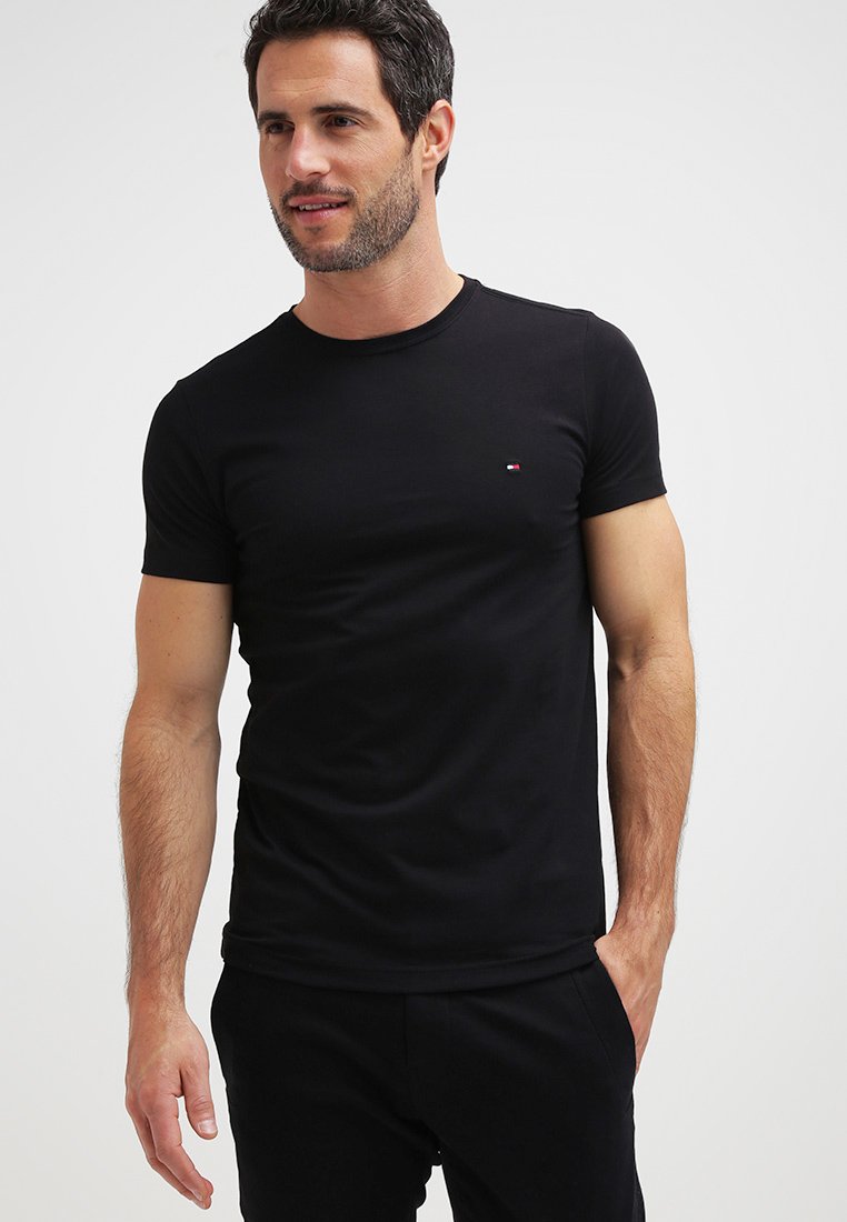 Tommy Hilfiger NEW STRETCH TEE CNECK Tshirt basique flag black