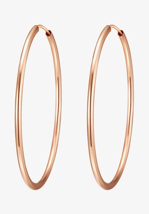 Pendientes de aro en oro rosa con un diseño suave y redondeado y un acabado elegante. Metal ligero con una forma de aro clásica y continua.