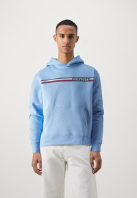 Tommy Hilfiger CHEST STRIPE HOODY - Felpa con cappuccio - vessel blue