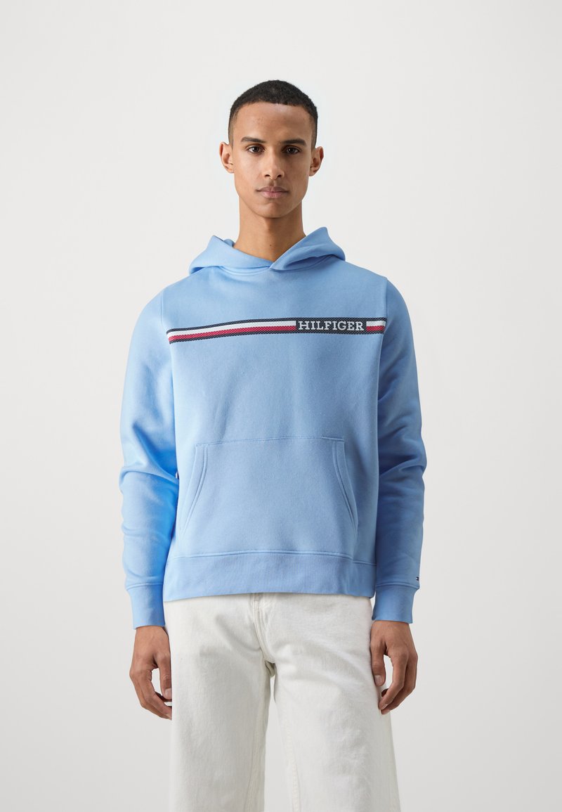 Tommy Hilfiger CHEST STRIPE HOODY - Felpa con cappuccio - vessel blue