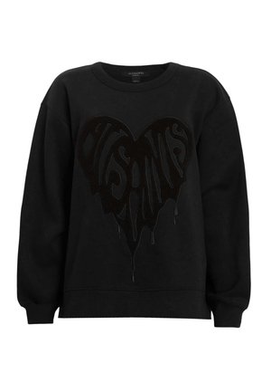 Felpa nera con un grande design a cuore nero lucido con accenti che gocciolano, realizzata in un tessuto morbido con una vestibilità comoda e scollo rotondo.