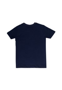 T-shirt in cotone blu navy con maniche corte, design classico a girocollo e texture liscia. Nessun motivo o logo visibile.