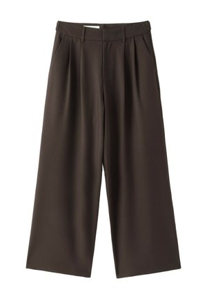 Stradivarius, WIDE-LEG SMART TROUSERS WITH BUTTONS - Trousers - mottled brown