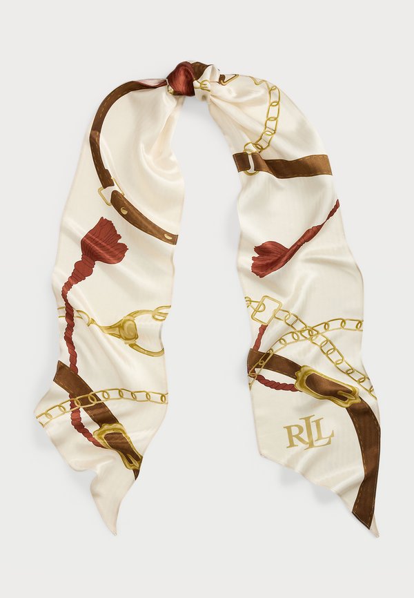 BELTING PRINT SILK SCARF - Foulard - cream