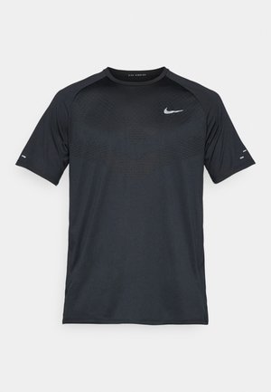 Nike Performance STRIDE TOP - Sport T-Shirt - black/reflective silver