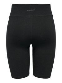 Mustad kõrge vöökohaga spordipüksid, millel on tagumisel vöökohal keskel „ONLY PLAY” logo, õmblusteta disain, poolpüksid pikkusega keset reite.