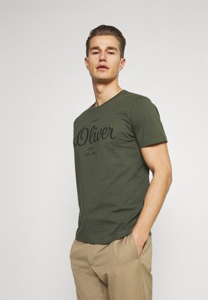 LOGO - Print T-shirt - khaki/oliv