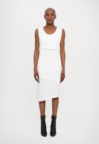 Robe Fourreau Moschino Noire Sans Manches – Taille 44, Col V, Plissée, Moulante, Genou, Occasion Excellent état