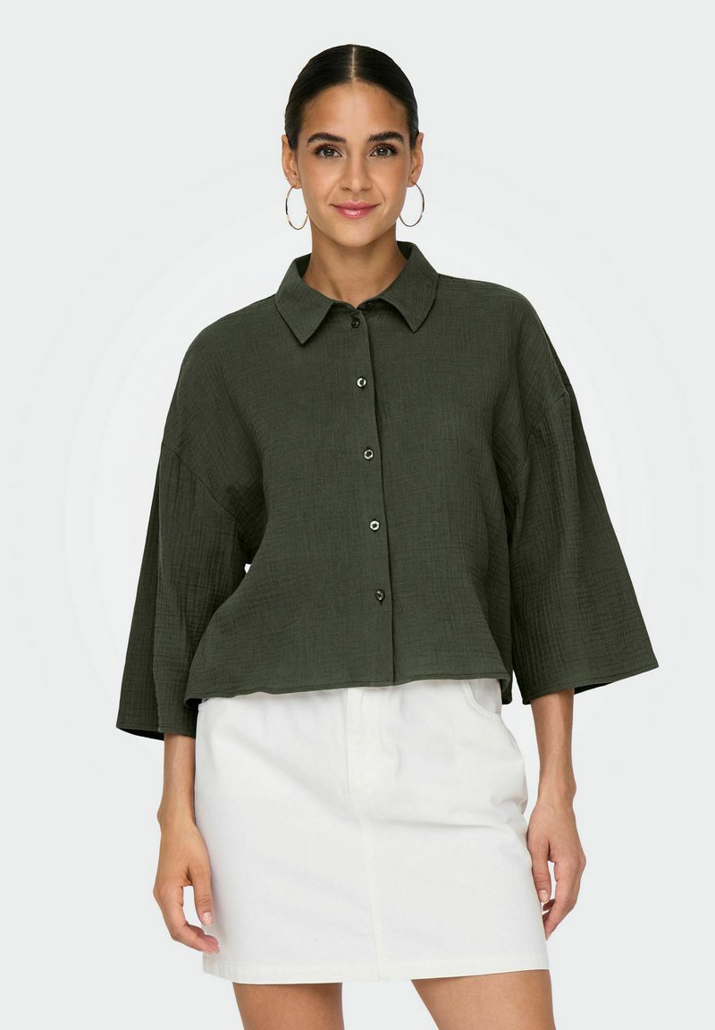 JDY JDYTHEIS LIFE 3/4 CROP - Button-down blouse - grau