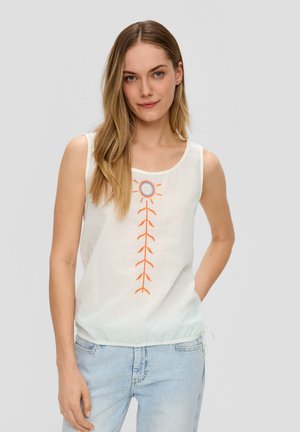 ÄRMELLOSES MIT STICKEREI - Blouse - ecru