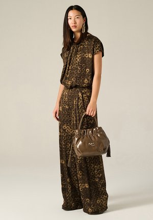 PALAZZO WITH CIRCLE PRINT - Pantalon classique - green