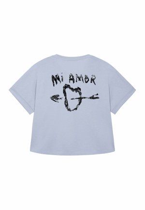 MI AMOR BACK PRINT ROLLUP TEE OVERSIZED - Print T-shirt - light blue