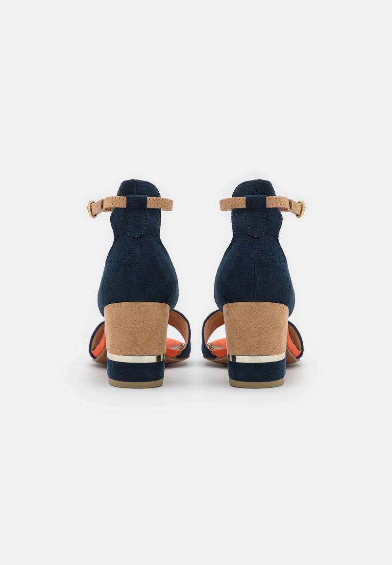 Marco Tozzi Navy tan Confort Boucle Talon Moyen Sandales Marco Tozzi Navy tan Confort Boucle Talon Moyen Sandales