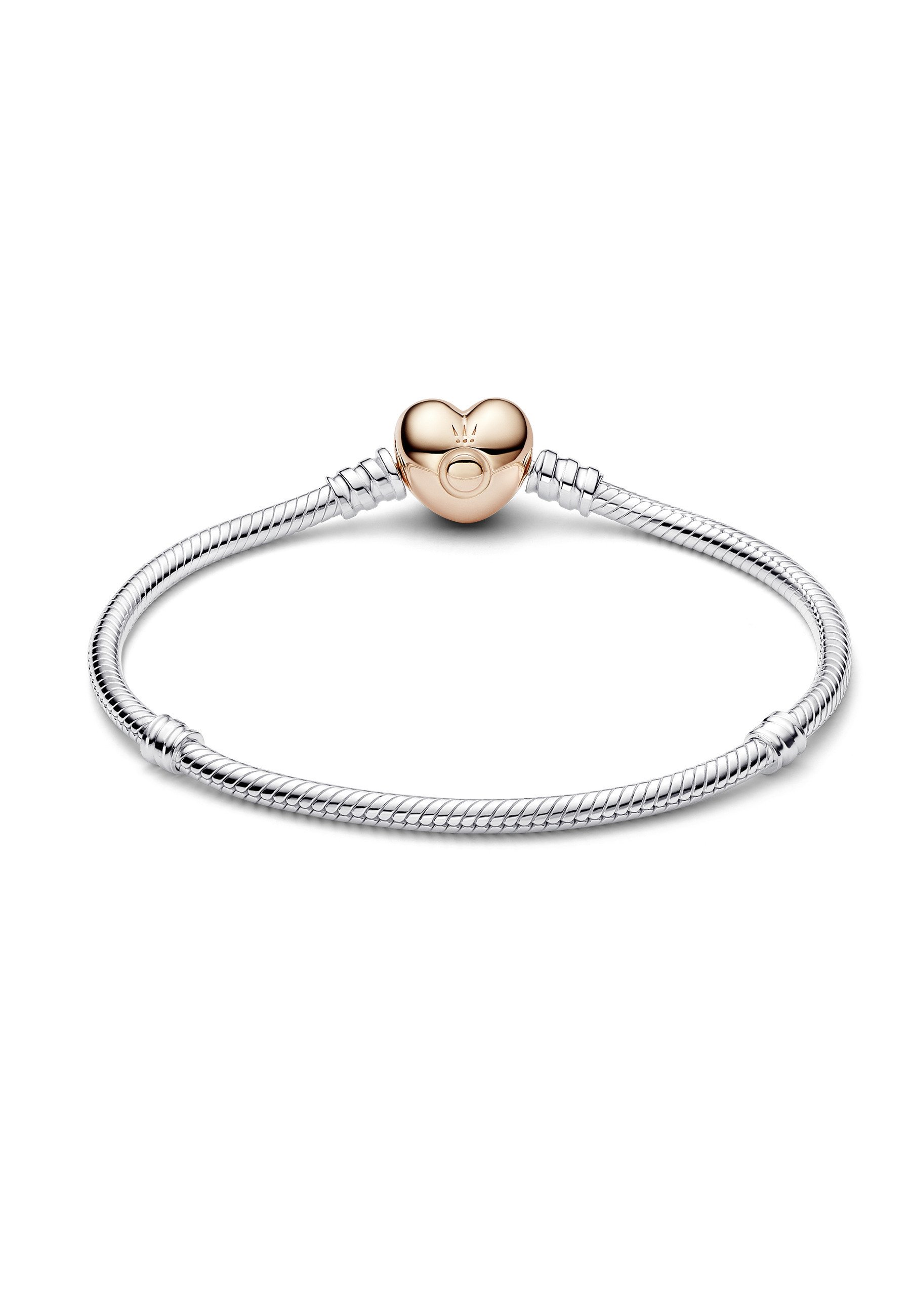 Pandora HEART CLASP SNAKE - Bracelet - sterling silver and rose