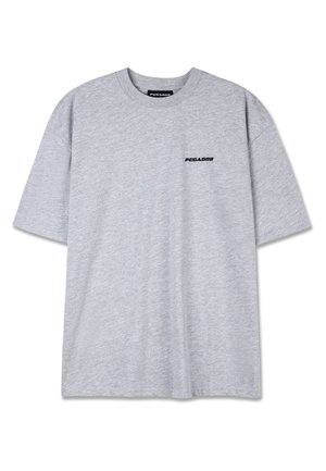 Graues Baumwoll-T-Shirt mit Rundhalsausschnitt, kurzen Ärmeln und einem aufgedruckten "PEGADOR"-Logo in Schwarz auf der linken Brustseite.