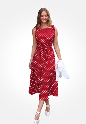 CHIC POLKA DOT WAIST TIE - Freizeitkleid - red