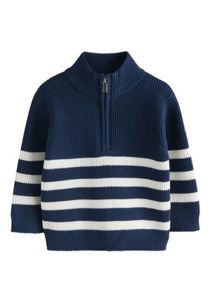 Next ZIP NECK - Svetrík - navy blue ecru stripe