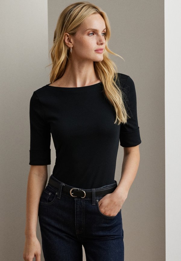 STRETCH COTTON BOATNECK TEE - Basic T-shirt - nero2