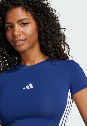 adidas Women's Essentials 3-Stripes Slim Baby T-Shirt Dark Blue/White — foto 3